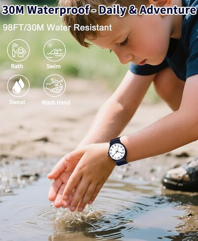 Kids Analog Watch, 30M Waterproof, Thin Dial Kids Watch, Easy to Read Children's Watch, Simple Sports Watch for Boys, Girls and Teenagers, for Ages 5-15 Kids Great Birthday Gifts Christmas Day in Kuwait