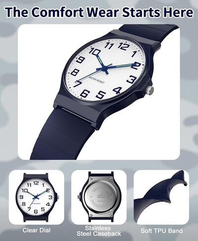 Kids Analog Watch, 30M Waterproof, Thin Dial Kids Watch, Easy to Read Children's Watch, Simple Sports Watch for Boys, Girls and Teenagers, for Ages 5-15 Kids Great Birthday Gifts Christmas Day in Kuwait