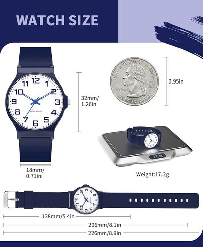 Kids Analog Watch, 30M Waterproof, Thin Dial Kids Watch, Easy to Read Children's Watch, Simple Sports Watch for Boys, Girls and Teenagers, for Ages 5-15 Kids Great Birthday Gifts Christmas Day in Kuwait