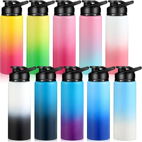 10 Pieces 25oz Reusable Aluminum Water Bottles Bulk Multicolor Outdoor Sports Water Bottles Multipack Travel Bottles for Gym, Hiking, Cycling, Camping, Fishing, Snap Lid in Saudi Arabia