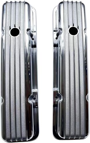 1 Set SHLPDFM Polished Aluminum Nostalgic Short Retro Finned Valve Covers With Gaskets Fits for 1958-86 Small Block Chevy 283, 302, 305, 327, 350, 400 in Saudi Arabia