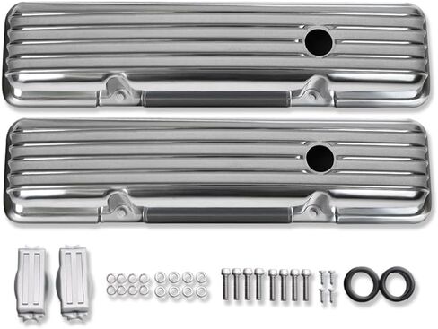 Tall Valve Covers for SBC 283 305 327 350 400 1958-1986 and 12" Oval Air Cleaner Full Finned Polished in Saudi Arabia