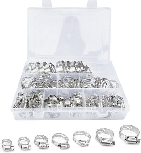60pcs Small Hose Clamp Set - 1/4''–1-1/2'' 304 Stainless Steel Worm Gear Assorted Hose Clamps For Pipe Clamp, Intercooler Plumbing Tube Clamp And Fuel Line Clamp in Saudi Arabia
