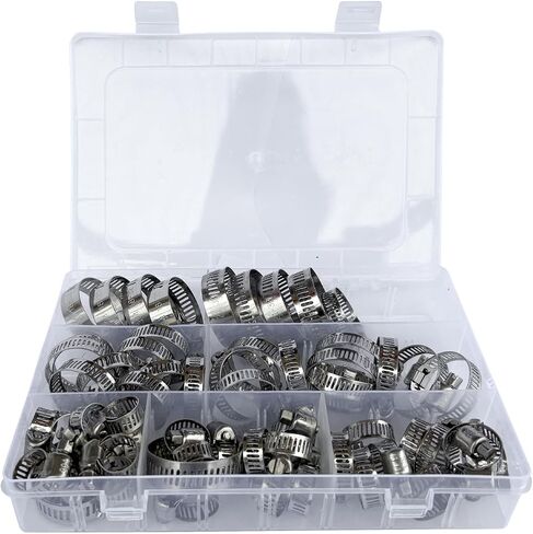 60pcs Small Hose Clamp Set - 1/4''–1-1/2'' 304 Stainless Steel Worm Gear Assorted Hose Clamps For Pipe Clamp, Intercooler Plumbing Tube Clamp And Fuel Line Clamp in Saudi Arabia