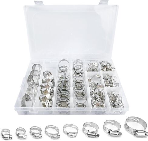 60pcs Small Hose Clamp Set - 1/4''–1-1/2'' 304 Stainless Steel Worm Gear Assorted Hose Clamps For Pipe Clamp, Intercooler Plumbing Tube Clamp And Fuel Line Clamp in Saudi Arabia