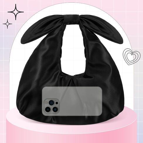 Clutch Purse for Women Bow Evening Bag Ruched Satin Handbag Top Handle Purse for Wedding Bachelor Bridesmaid Gifts in Saudi Arabia