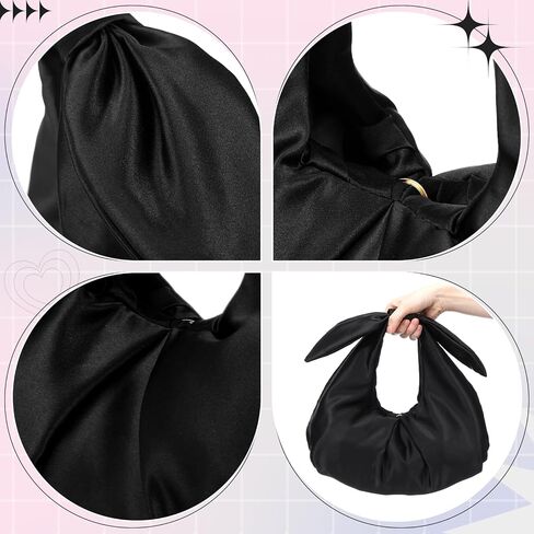 Clutch Purse for Women Bow Evening Bag Ruched Satin Handbag Top Handle Purse for Wedding Bachelor Bridesmaid Gifts in Saudi Arabia