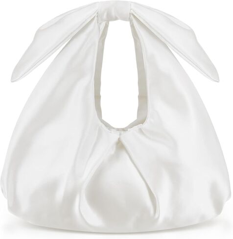 Clutch Purse for Women Bow Evening Bag Ruched Satin Handbag Top Handle Purse for Wedding Bachelor Bridesmaid Gifts in Saudi Arabia