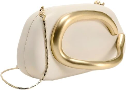 Evening Acrylic Clutch Purses for Women Evening Handbags Crossbody Purse PU Leather with Gold Oval Accent in Saudi Arabia
