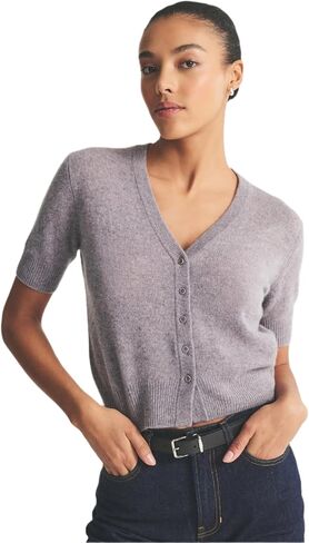 Womens Lightweight Cashmere Short Sleeve Cardigan in Saudi Arabia