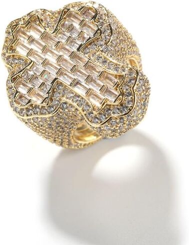 14K Gold T-Shaped Moissanite Cross Ring for Men, Unique Hip-Hop Style, Luxurious Accessory, Ideal for Trendsetting Individuals in Saudi Arabia