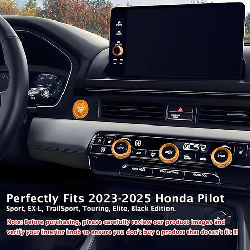بالنسبة إلى إكسسوارات Honda Pilot 2023-2025 ، تغطي مقبض سبيكة الألومنيوم 6pcs مجموعة أدوات القمامة - Push Start و Configning & Volume Tune (Orange) in Kuwait