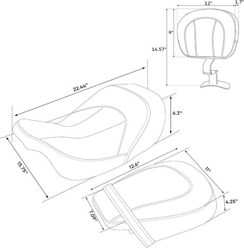 SLMOTO دراجة نارية راكب مقعد السائق مع ركاب Sissy Bar Backrest Tour Pack Pad Fit for Harley Davidson Touring Road King Street Glide Glide Tri-Glide 09-20 Trike 10-22 CVO Custom Bikes in Saudi Arabia