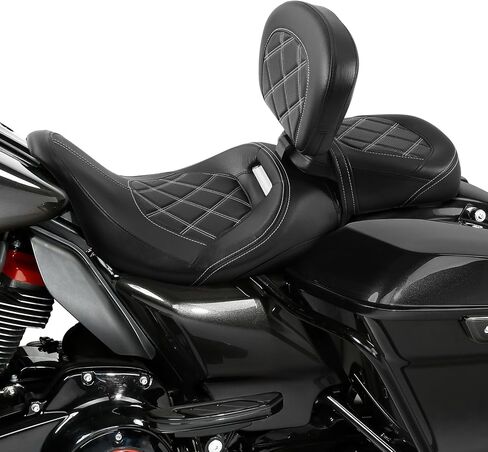 SLMOTO دراجة نارية راكب مقعد السائق مع ركاب Sissy Bar Backrest Tour Pack Pad Fit for Harley Davidson Touring Road King Street Glide Glide Tri-Glide 09-20 Trike 10-22 CVO Custom Bikes in Saudi Arabia