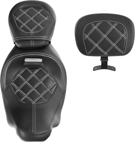 SLMOTO دراجة نارية راكب مقعد السائق مع ركاب Sissy Bar Backrest Tour Pack Pad Fit for Harley Davidson Touring Road King Street Glide Glide Tri-Glide 09-20 Trike 10-22 CVO Custom Bikes in Saudi Arabia