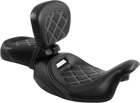 SLMOTO دراجة نارية راكب مقعد السائق مع ركاب Sissy Bar Backrest Tour Pack Pad Fit for Harley Davidson Touring Road King Street Glide Glide Tri-Glide 09-20 Trike 10-22 CVO Custom Bikes in Saudi Arabia