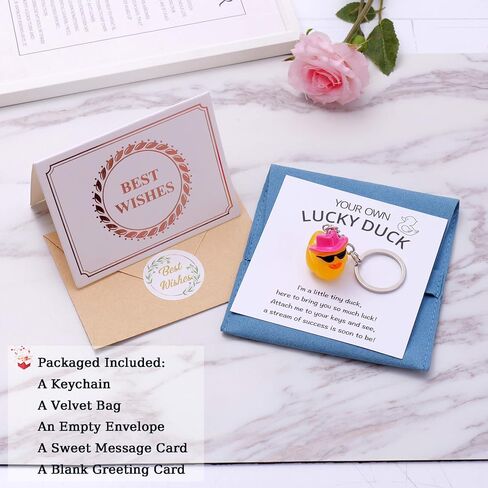 Lucky Duck Keychain – Good Luck Gift for New Job, Women, Friends – Inspirational Positive Keyring, Thinking of You Gift in Saudi Arabia
