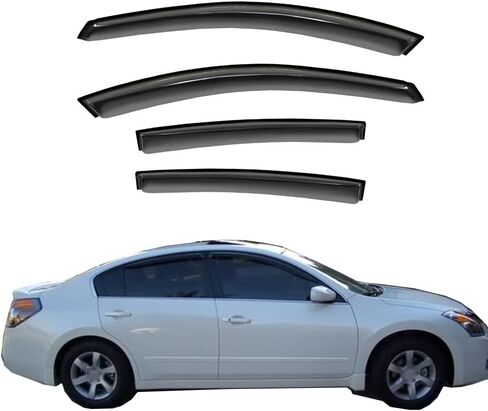 4pc Sun/Rain Guards Window Visor Wind Deflector Compatible with 08/09-12 Chevy Malibu Dark Smoke,No Maxx Hatchback model 94068 in Kuwait