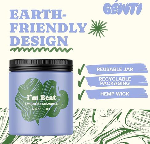 Lavender Chamomile Candle for Relaxation & Sleep – Soy Wax Non-Toxic Aromatherapy Candle, Stress Relief Gifts for Women & Men, Scented Home Candles, 8 oz | Mood Candles by BÉWTI in Saudi Arabia