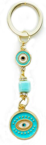 Evil Eye Keychain Charm Collection – Gold-Plated Handmade Amulets for Spiritual Protection & Gift Giving in Kuwait