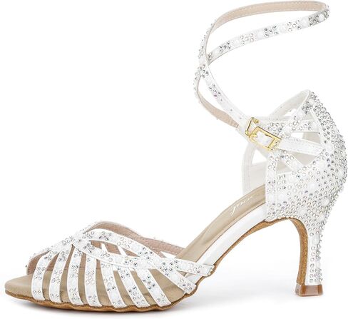 Y205-33 Women's Latin Dance Rhinestone High Heel Shoes Stylish and Comfortable Adjustable Ankle Strap Dance Sandals for Ballroom, Salsa Dance Shoes in Saudi Arabia