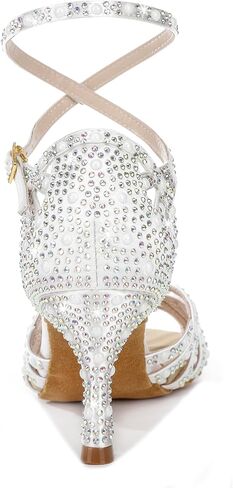 Y205-33 Women's Latin Dance Rhinestone High Heel Shoes Stylish and Comfortable Adjustable Ankle Strap Dance Sandals for Ballroom, Salsa Dance Shoes in Saudi Arabia
