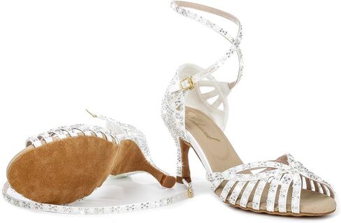 Y205-33 Women's Latin Dance Rhinestone High Heel Shoes Stylish and Comfortable Adjustable Ankle Strap Dance Sandals for Ballroom, Salsa Dance Shoes in Saudi Arabia