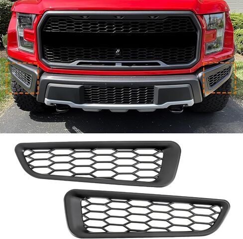 Front Bumper Fog Vent for Ford F150 Raptor 2016 2017 2018 2019 2020 Side Fender & Headlight Cover Trim(Matte Black) in Saudi Arabia