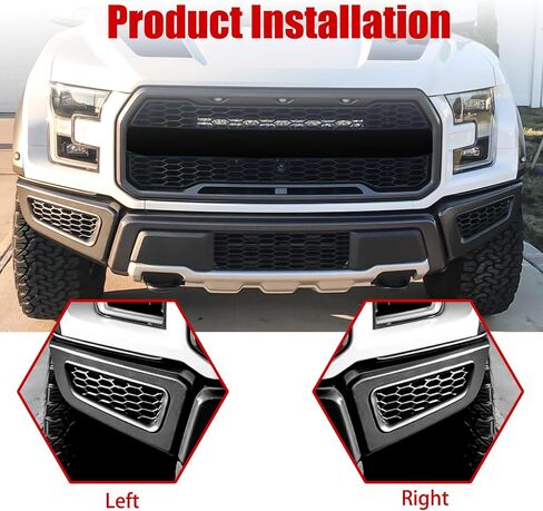 Front Bumper Fog Vent for Ford F150 Raptor 2016 2017 2018 2019 2020 Side Fender & Headlight Cover Trim(Matte Black) in Saudi Arabia