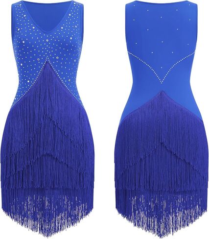 Iwemek Rhinestones Fringe Tassel Dance Dance Dance for Women Competity Ballroom Dance Comple in Saudi Arabia