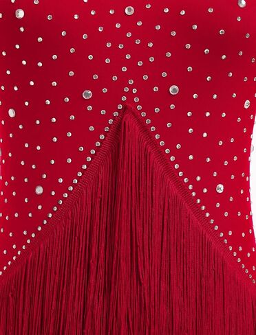 IWEMEK Rhinestones Fringe Tassel Latin Dance Dress for Women Competition Ballroom Dance Costumes Tango Salsa Flapper Dresses in Saudi Arabia
