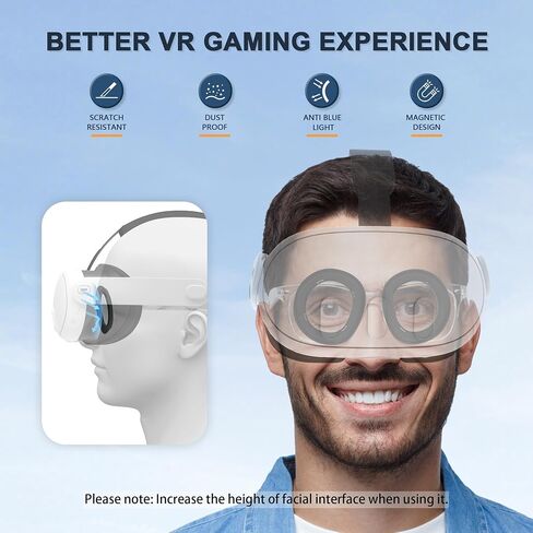 طقم غطاء واقي العدسة لـ Meta Quest 3، نظارات زرقاء لحجب الضوء مع فاصل نظارات لـ Oculus Quest 3، ملحقات حلقة حماية مضادة للخدش لـ Meta Quest 3 (ليس لـ Oculus Quest 3S) in Kuwait