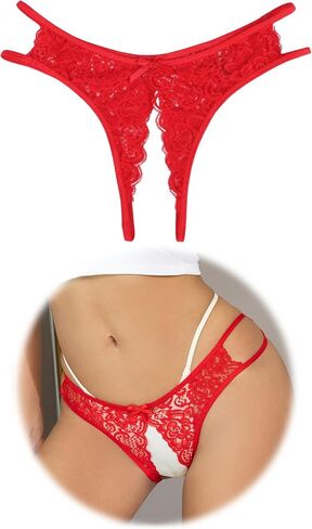 Lace Crotchless Panties Womens Floral Sexy Thong with Cute Bow Underwear for Women Plus Size S-2XL in Kuwait