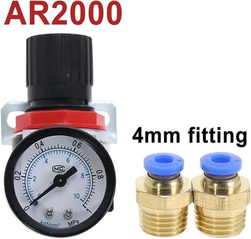 AR2000 1/4 "G الخيط الهوائي الضاغط على منظم الضغط منظم صمام تقليل 4 مم 6 مم 8 مم 10 مم 12 مم موصل (AR2000 W PC6MM) in Saudi Arabia