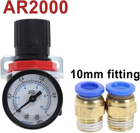 AR2000 1/4 "G الخيط الهوائي الضاغط على منظم الضغط منظم صمام تقليل 4 مم 6 مم 8 مم 10 مم 12 مم موصل (AR2000 W PC6MM) in Saudi Arabia