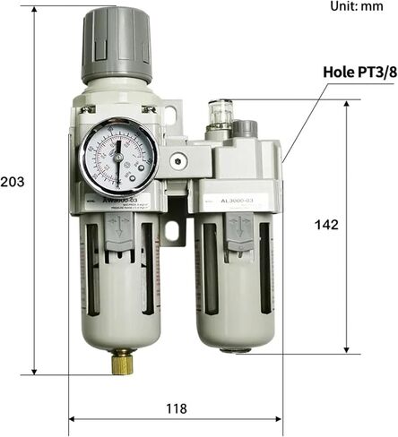 AC3010-03D FRL مرشحات الهواء المصدر وحدة المعالجة وحدة ضاغط مرشح منظم زيت التشحيم تفاصل زيت التشحيم (AC3010-03 ، مرشح الألياف) in Kuwait