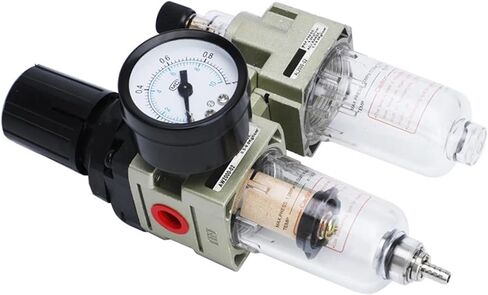 Air Compressor Pressure Reducing Valve Pneumatic Water Oil Separator Manual Drainage AC2010-02 Pneumatic Air Filter with Fitting(AC2010-02 with EU,Copper Filter) in Saudi Arabia