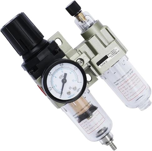 Air Compressor Pressure Reducing Valve Pneumatic Water Oil Separator Manual Drainage AC2010-02 Pneumatic Air Filter with Fitting(AC2010-02 with EU,Copper Filter) in Saudi Arabia