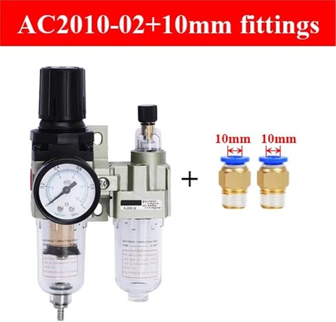 Air Compressor Pressure Reducing Valve Pneumatic Water Oil Separator Manual Drainage AC2010-02 Pneumatic Air Filter with Fitting(AC2010-02 with EU,Copper Filter) in Saudi Arabia