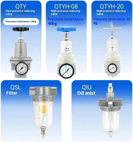 Pneumatic High Pressure 0~40 bar Air Regulator with Gauge Port 1/4 3/8 1/2 2 inch BSP 1/2" QTYH QTY-08 10 15 20 25 32 40 50(QTY-50) in Saudi Arabia