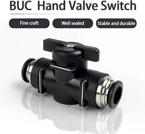 4mm 6mm 8mm 10mm 12mm Black Pneumatic Push in Quick Joint Connector Hand Valve to Turn Switch Manual Ball Current Limiting(BUC 10MM,10 PCS) in Saudi Arabia