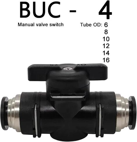 4mm 6mm 8mm 10mm 12mm Black Pneumatic Push in Quick Joint Connector Hand Valve to Turn Switch Manual Ball Current Limiting(BUC 10MM,10 PCS) in Saudi Arabia