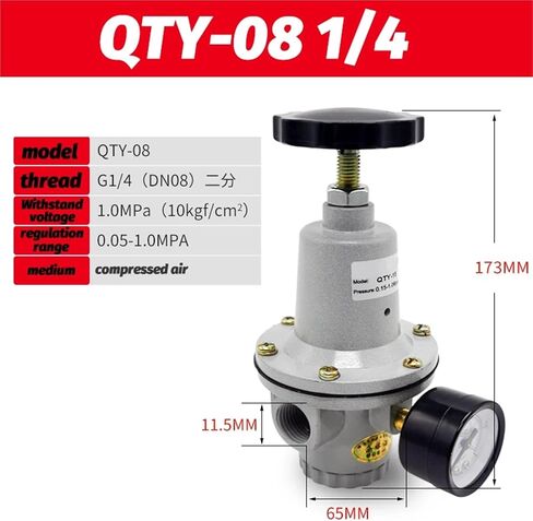 الضغط العالي 0 ~ 40 منظم الهواء مع منفذ المقياس 1/4 3/8 1/2 2 بوصة BSP 1/2 "qtyh qty-08 10 15 20 25 32 40 50 (qtyh-25) in Saudi Arabia