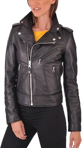LL Leather Lovers Women's Lambskin Leather Bomber Biker Jacket in Saudi Arabia