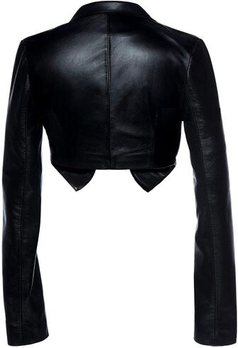 تجاهل الجلود النسائية 100 ٪ من Lambskin Leather Crive Moto Bolero يتجاهل سترة أسود ضئيلة FIT WJ020 in Saudi Arabia