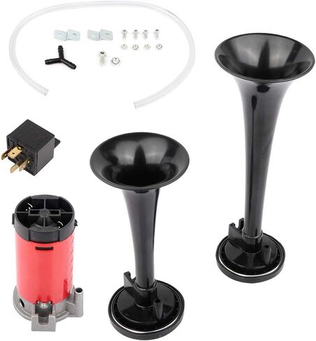 STAYTOP Air Train Horn Kit with Air Compressor 2 Trumpet Air Horn Dixie Horn 130dB for 12V Vehicles Lorrys Trains Boats Vans Trucks Cars Motorcycle Black in Saudi Arabia