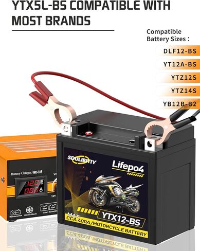 بطارية دراجة نارية YTX12-BS | بطارية Lithium PowerSports 12.8V 4AH 400CCA LIFEPO4 محرك بدء تشغيل بطارية ATV و UTV و SCOOTER و SNOWROMOBILE و 4 Wheeler والمزيد ... in Kuwait