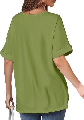 تي شيرت نسائي كبير الحجم بأكمام قصيرة من Buauty، تي شيرت فضفاض أساسي برقبة دائرية، مقاس كبير، قميص كاجوال للعمل الصيفي 2024 عصري in Kuwait