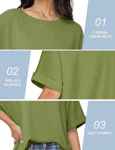 تي شيرت نسائي كبير الحجم بأكمام قصيرة من Buauty، تي شيرت فضفاض أساسي برقبة دائرية، مقاس كبير، قميص كاجوال للعمل الصيفي 2024 عصري in Kuwait