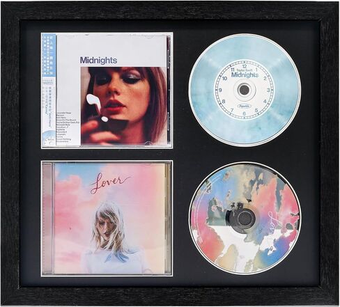 Double CD Frame with Double CD Booklet, Frame 2 CDs，CD Music Display Frame for Disc and CD Box, Signed CD Frame Display Case with Real Glass for Wallmount in Saudi Arabia